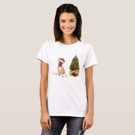 Fransk Bulldog Hund vid jul med Träd T Shirt