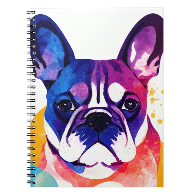 Fransk Bulldog Hund Vild Natur - Målning på djur Anteckningsbok (Framsidan)