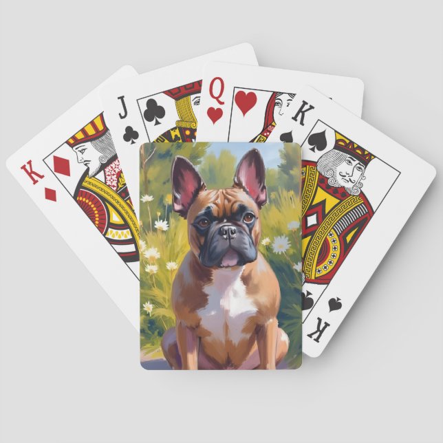 Fransk Bulldog | Husdjur Målning Hund Konst Casinokort (Baksidan)