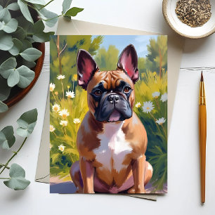 Fransk Bulldog Husdjur Målning Hund Konst Vykort