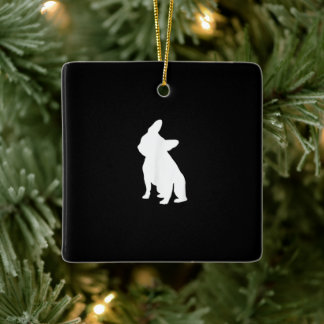 Fransk Bulldog huvud Lutningsapparat, frenchie Hea Julgransprydnad Keramik