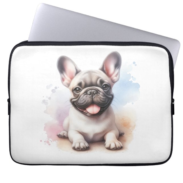 Fransk Bulldog i akvarell Laptop Fodral (Framsidan)