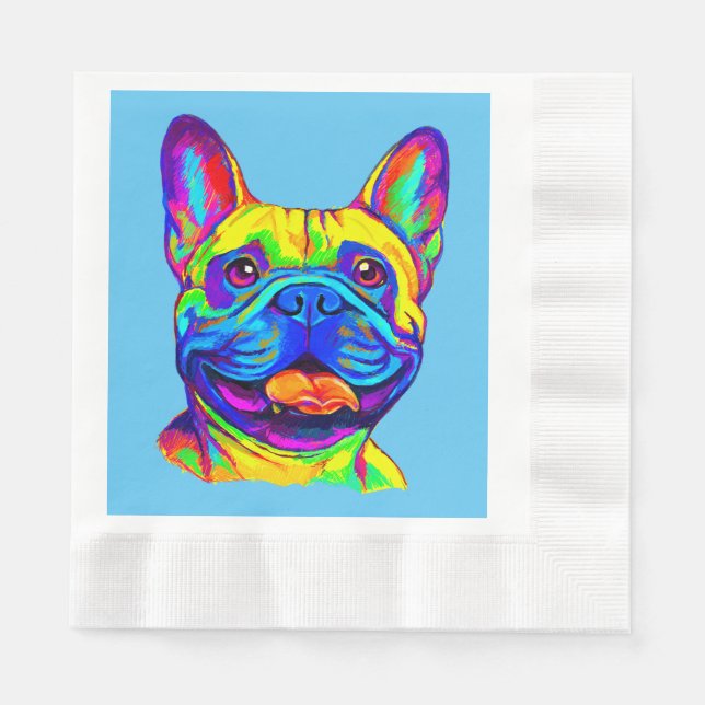 Fransk Bulldog i Färg Pappersservett (Framsidan)