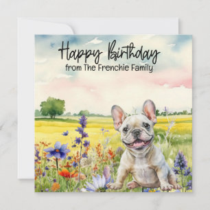 Fransk Bulldog i färgen Flower Fält Birthday