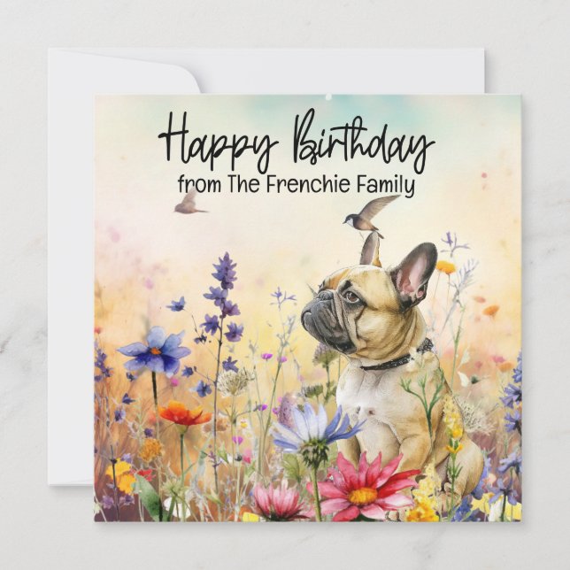 Fransk Bulldog i färgen Flower Fält Birthday (Framsida)