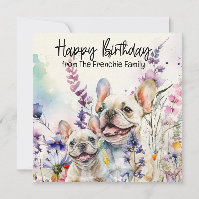 Fransk Bulldog i färgen Flower Fält Birthday (Framsida)