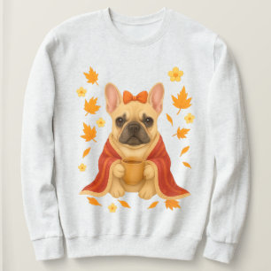 Fransk Bulldog i Filten Dricker Kaffe Mysig T Shirt