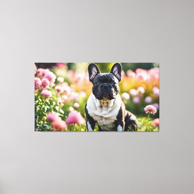 Fransk Bulldog i Garden Canvastryck (Framsida)