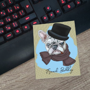 Fransk Bulldog i hatt och halsduk Vykort