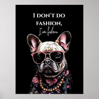 Fransk bulldog i Hawaiiansk skjorta och solglasögo Poster