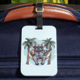Fransk Bulldog I Hawaiiansk Top Bagagebricka