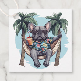 Fransk Bulldog I Hawaiiansk Top Gåvor Etiketter