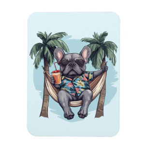 Fransk Bulldog I Hawaiiansk Top Magnet