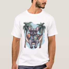 Fransk Bulldog I Hawaiiansk Top T Shirt