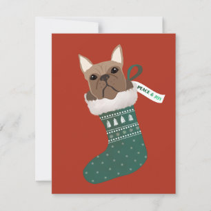 Fransk Bulldog i julklapp Julkort
