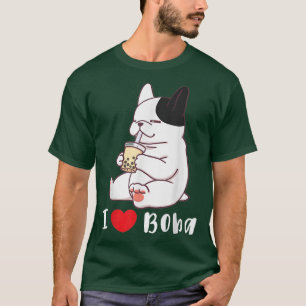 Fransk Bulldog I Kärlek Boba Bubble Mjölk Tea Hund T Shirt