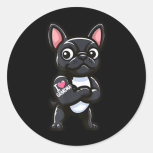 Fransk Bulldog I Kärlek Grandma Rolig hund Tattoo Runt Klistermärke