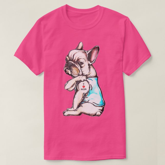 Fransk Bulldog i Kärlek Mamma Rolig hund Mammor T Shirt (Design framsida)