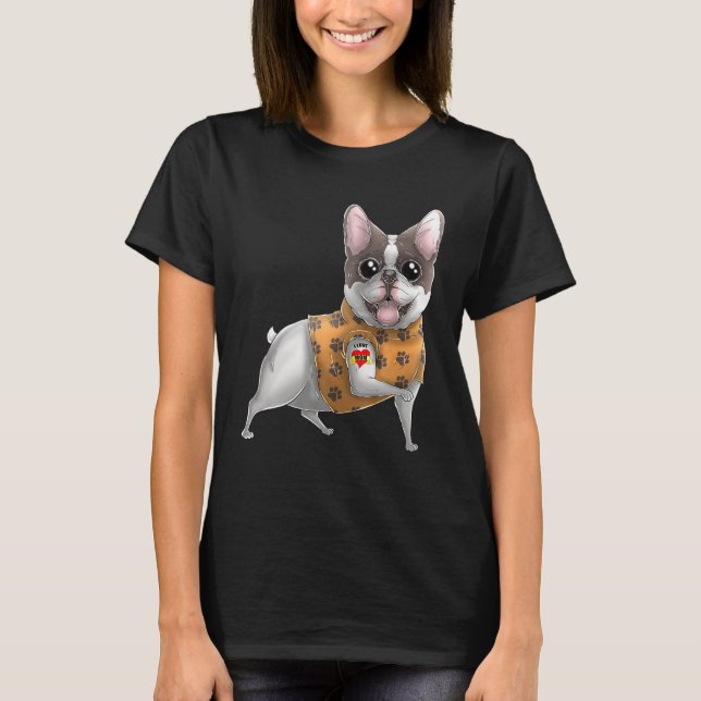 Fransk Bulldog I Kärlek Mamma Tattoo Hund Mors dag T Shirt (Framsida)