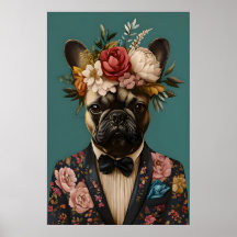 Fransk Bulldog I Kostym Affisch, Fransk Bulldog