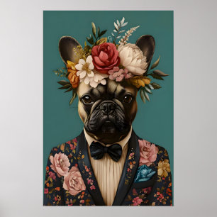 Fransk Bulldog I Kostym Affisch, Fransk Bulldog Poster