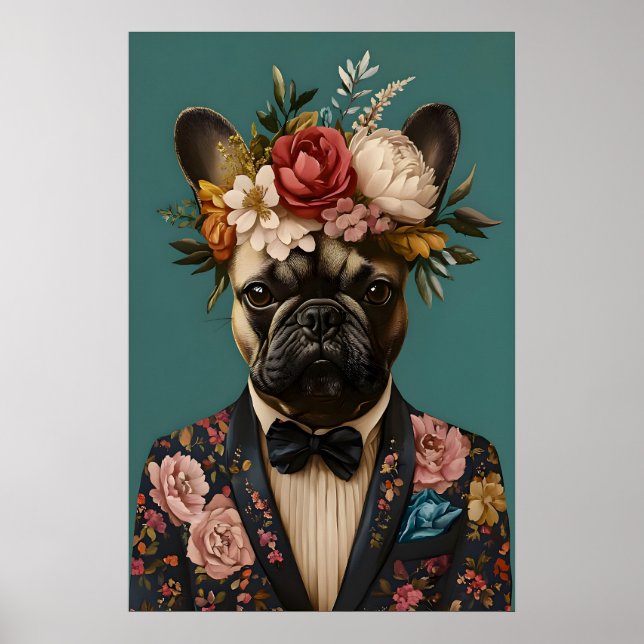 Fransk Bulldog I Kostym Affisch, Fransk Bulldog Poster (Framsidan)