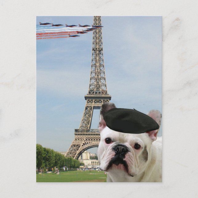 Fransk Bulldog i Paris vykort (Framsida)