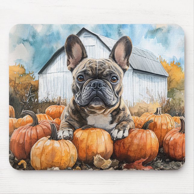 Fransk Bulldog i Pumpkin Patch Musmatta (Framsidan)