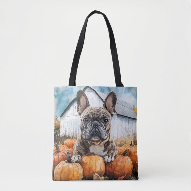 Fransk Bulldog i Pumpkin Patch Tygkasse (Framsida)