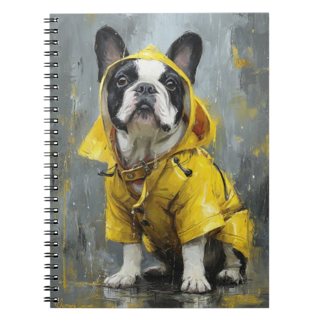 Fransk Bulldog i Rainrock Notebook Anteckningsbok (Framsidan)