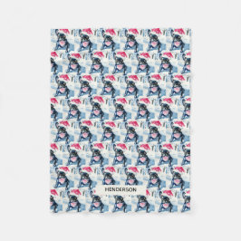 Fransk Bulldog i Santa Hat eller Anpassningsbar Hu Fleecefilt