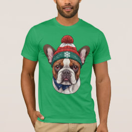Fransk Bulldog i Snö Hat - Hund Il i julklapp T Shirt