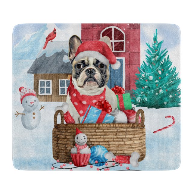 Fransk Bulldog i snö Hund House (Framsidan)