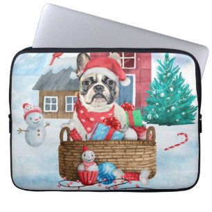 Fransk Bulldog i snö Hund House Laptop Fodral