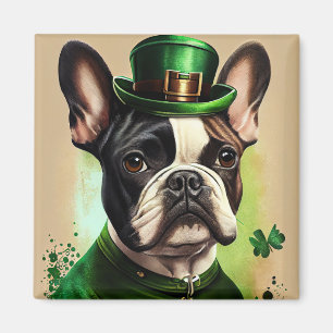 Fransk Bulldog i St. Patrick Dress Magnet