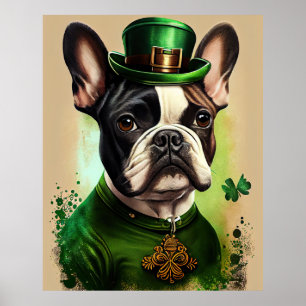 Fransk Bulldog i St. Patrick Dress Poster