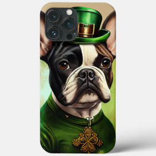 Fransk Bulldog i St. Patrick's Day-dräkt