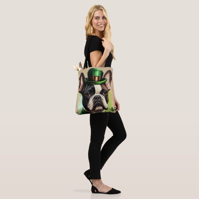 Fransk Bulldog i St. Patrick's Day-dräkt Tygkasse (På modell)