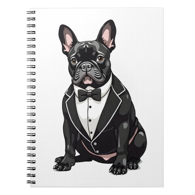 Fransk Bulldog i Tuxedo Anteckningsbok (Framsidan)