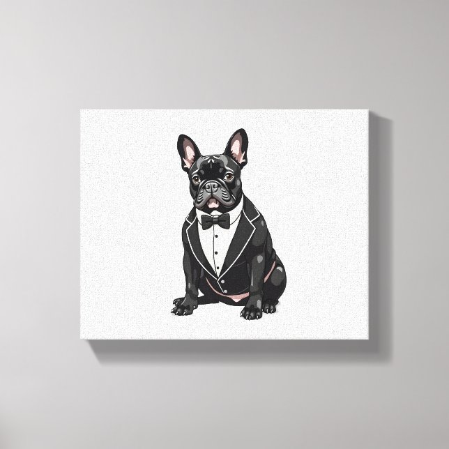 Fransk Bulldog i Tuxedo Canvastryck (Framsida)
