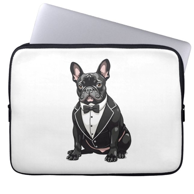 Fransk Bulldog i Tuxedo Laptop Fodral (Framsidan)