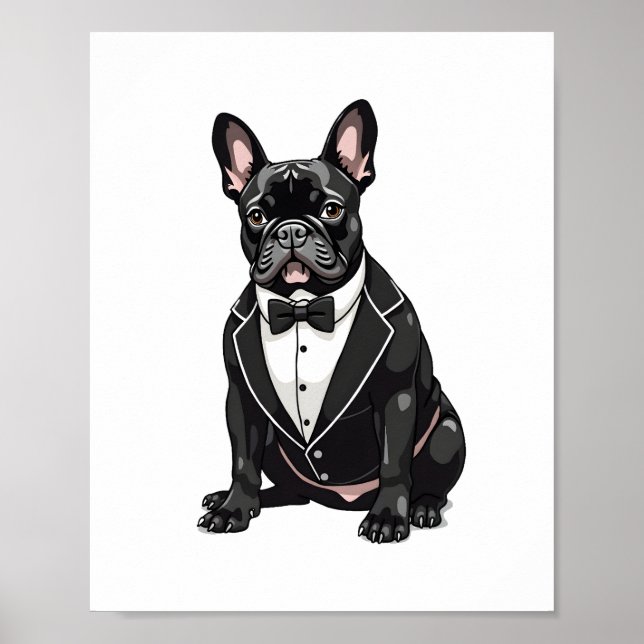 Fransk Bulldog i Tuxedo Poster (Framsidan)
