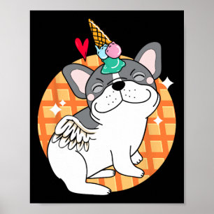 Fransk Bulldog Ice Cream Frenchie Birthday Poster