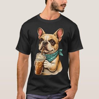 Fransk Bulldog Iced Coffee Fancy Pup T Shirt