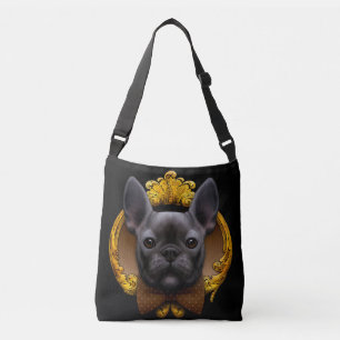 Fransk bulldog illustration, blå axelväska