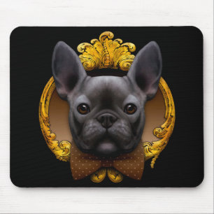 Fransk bulldog illustration, blå musmatta