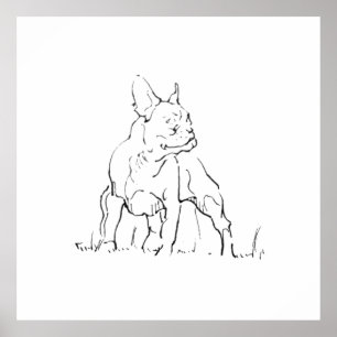 Fransk Bulldog Illustration - Hundmamma Poster