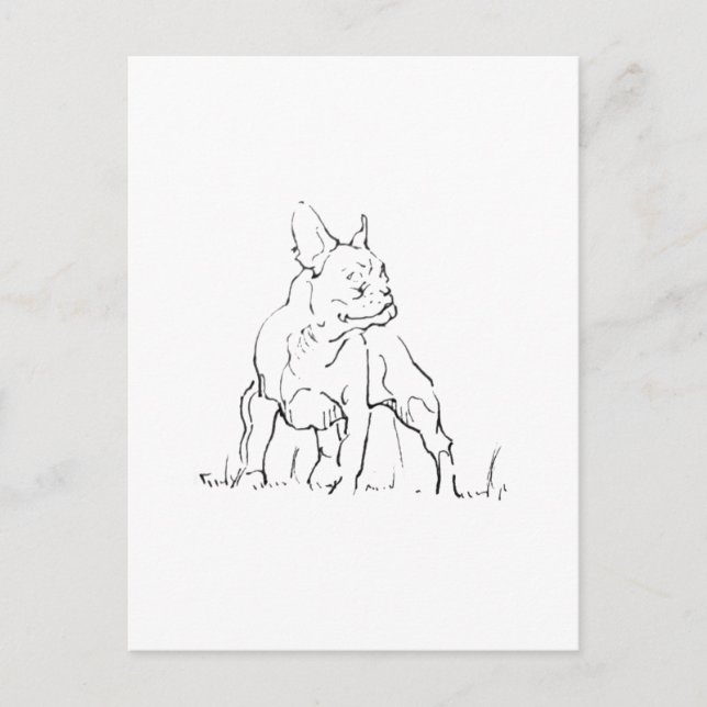Fransk Bulldog Illustration - Hundmamma Vykort (Framsida)