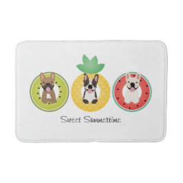 Fransk Bulldog in Fruit Bassäng Flyter Badrumsmatta