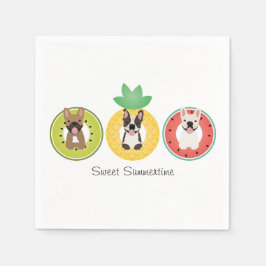 Fransk Bulldog in Fruit Bassäng Flyter Pappersservett